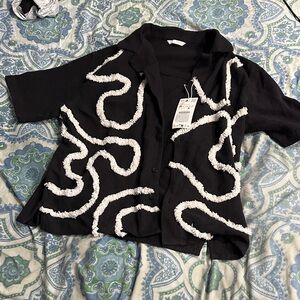 Zara Black Textured Sweater XL